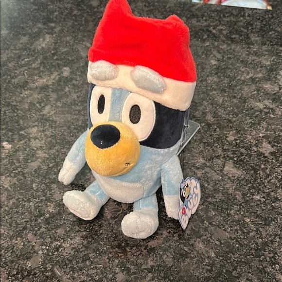 BLUEY Wearing a Red Santa Hat Soft Plush Kids Toy NWT - Picture 2 of 12